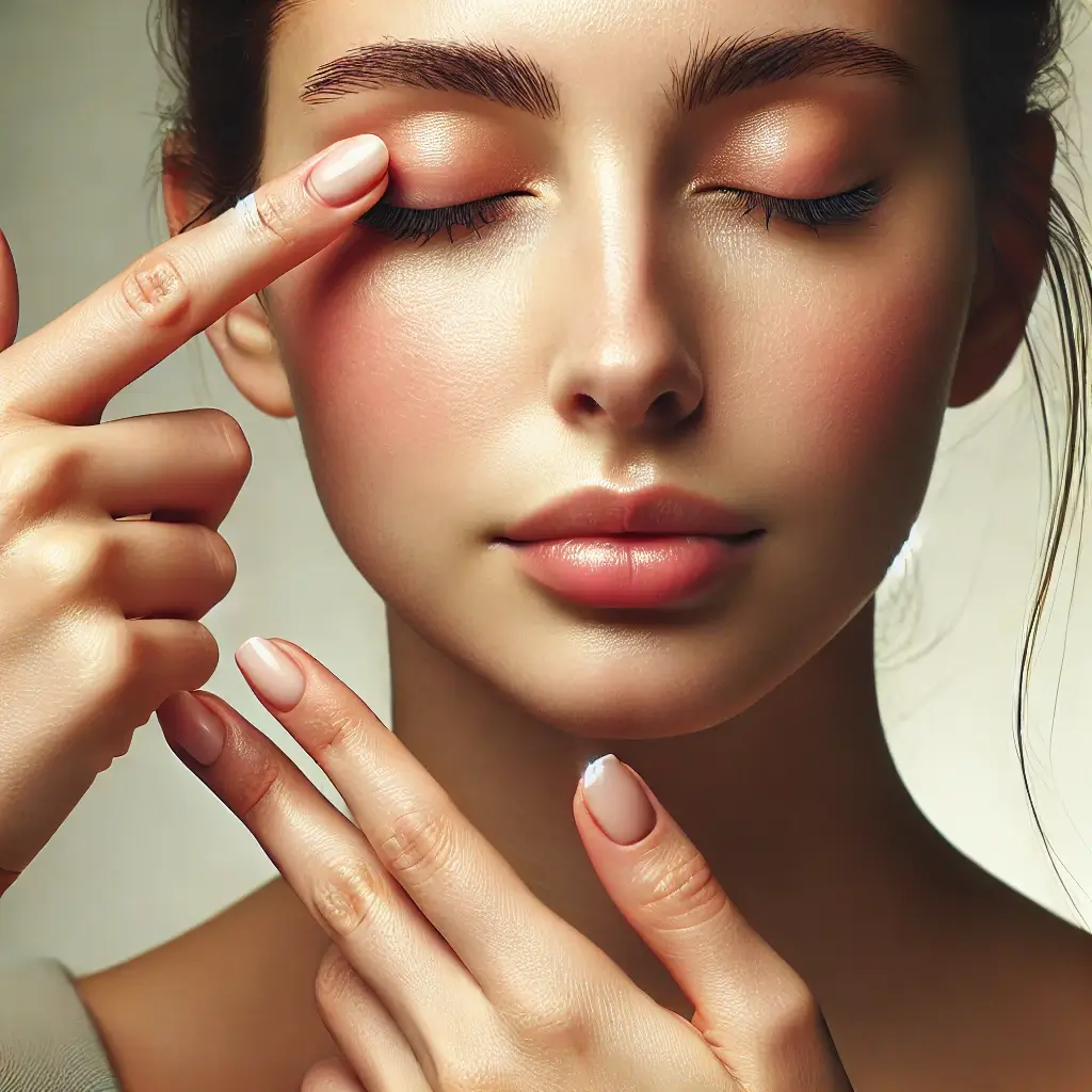 부드럽게-눈마사지를-하고있는-여성