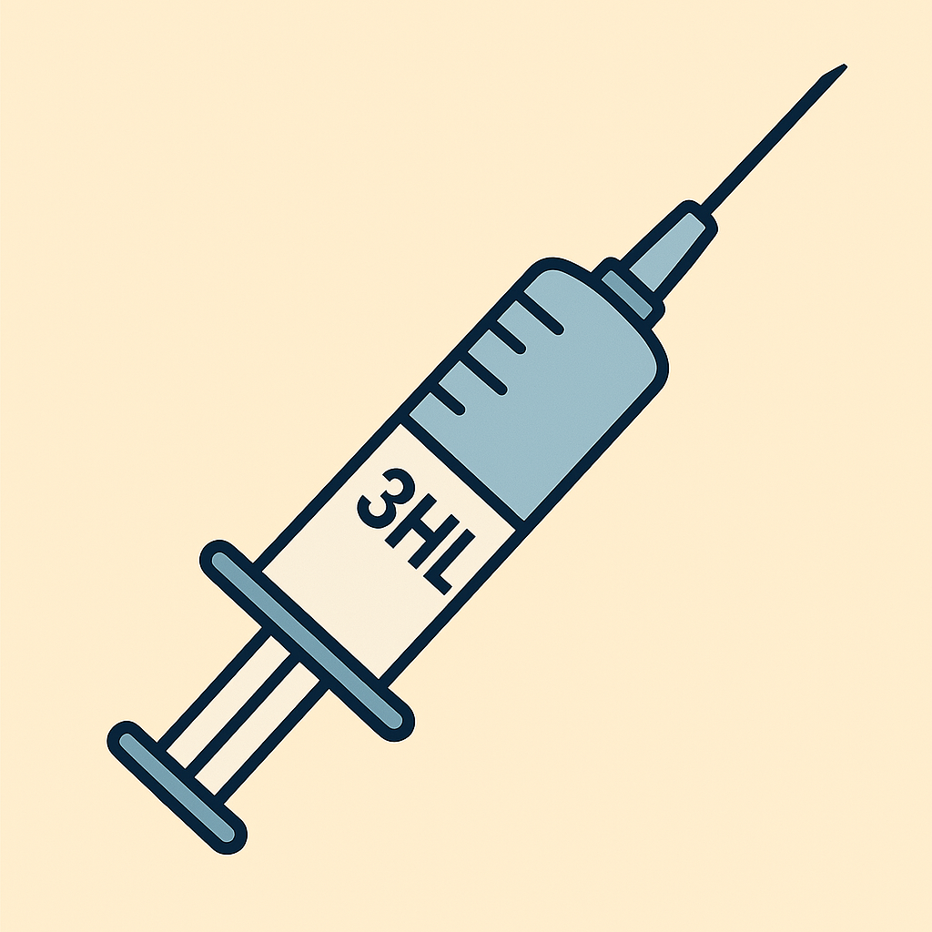 세프트리악손 주사를 표현한 그림으로 주사기 모양이 있음