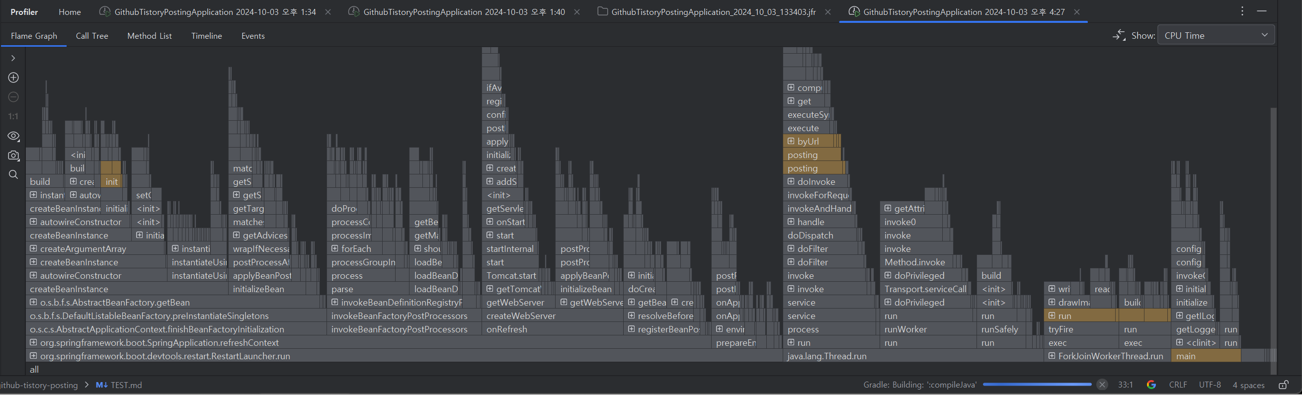 IntelliJ Profiler 결과