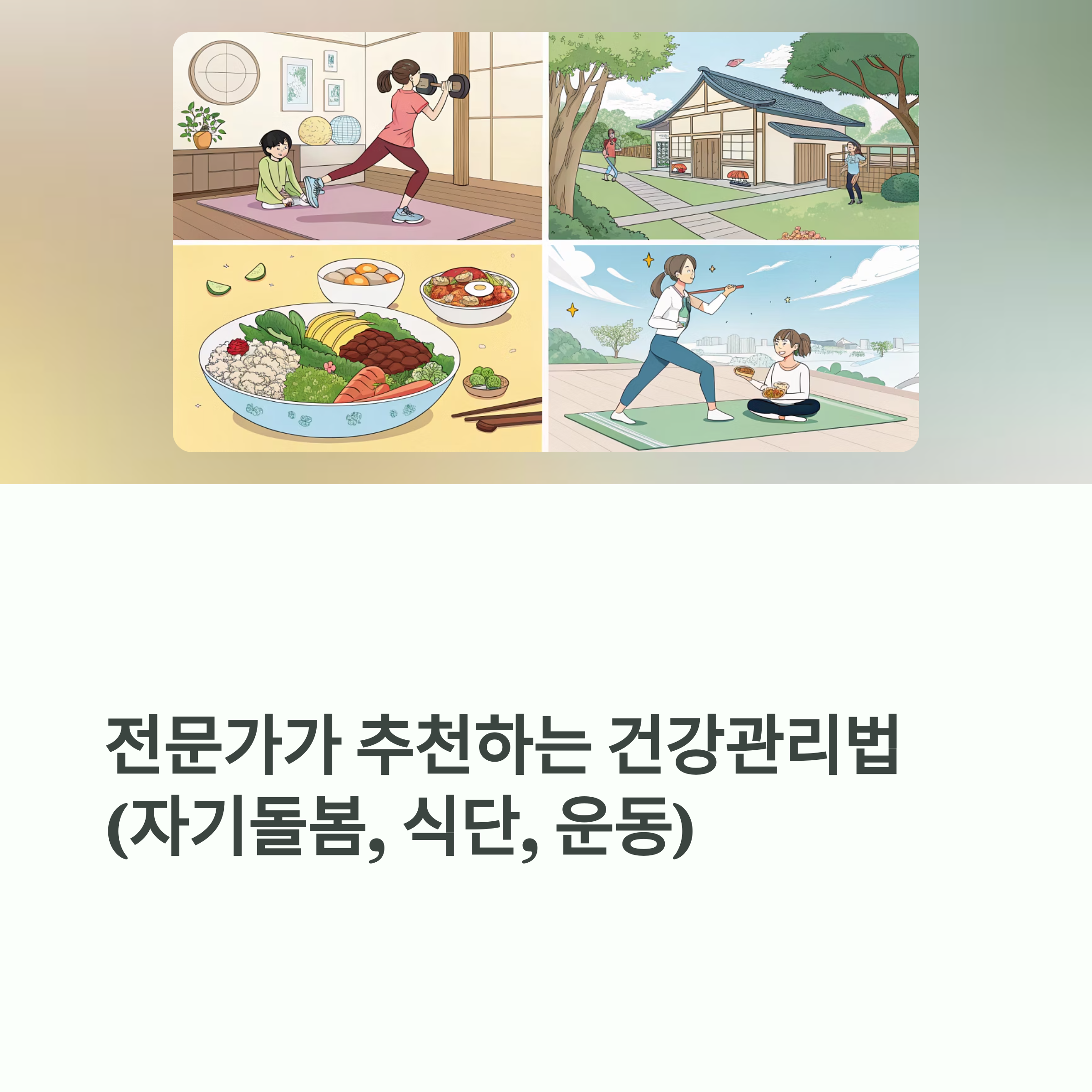 전문가가 추천하는 건강관리법 (자기돌봄, 식단, 운동)