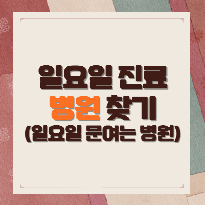 일요일 진료 병원 찾기 (일요일 문여는 병원)