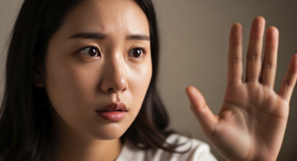 심장 두근거림과 함께 나타나는 추가 신호를 확인하는 모습