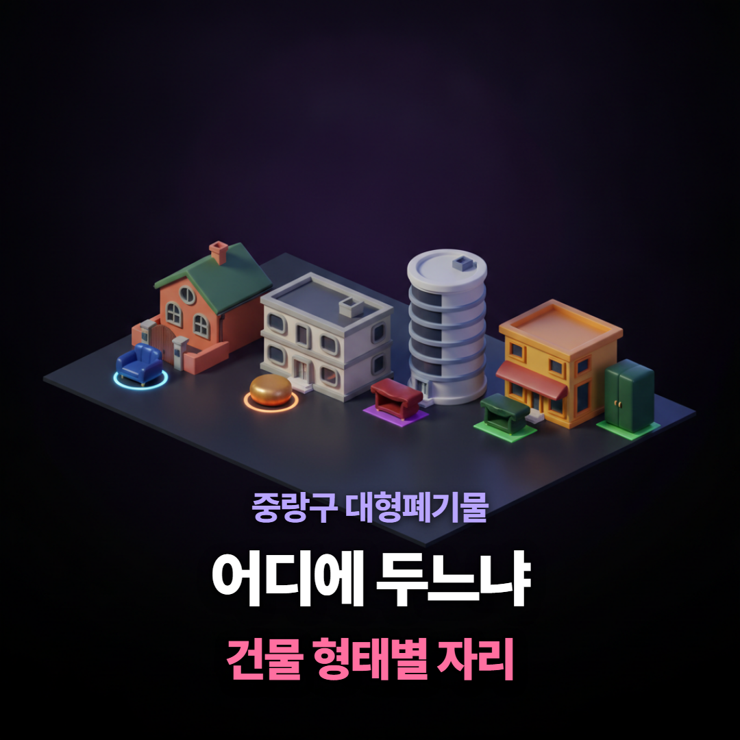 중랑구에서 아파트&middot;빌라&middot;단독주택&middot;상가 건물별로 대형폐기물을 두는 자리가 다르다는 것을 보여주는 티스토리 대표 이미지