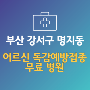 부산 강서구 명지동 노인 독감예방접종 무료 병원 (인플루엔자 무료 접종 대상 날짜)