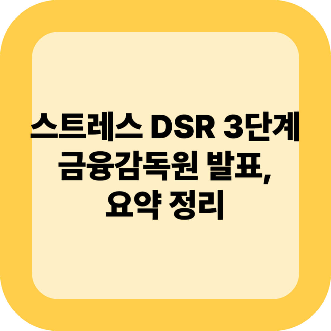 스트레스 DSR 3단계, 이것만 보시면 됩니다(요약 정리)