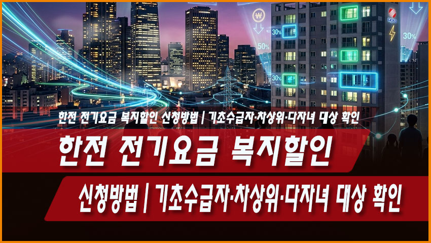 한전 전기요금 복지할인 신청방법｜기초수급자&middot;차상위&middot;다자녀 대상 확인