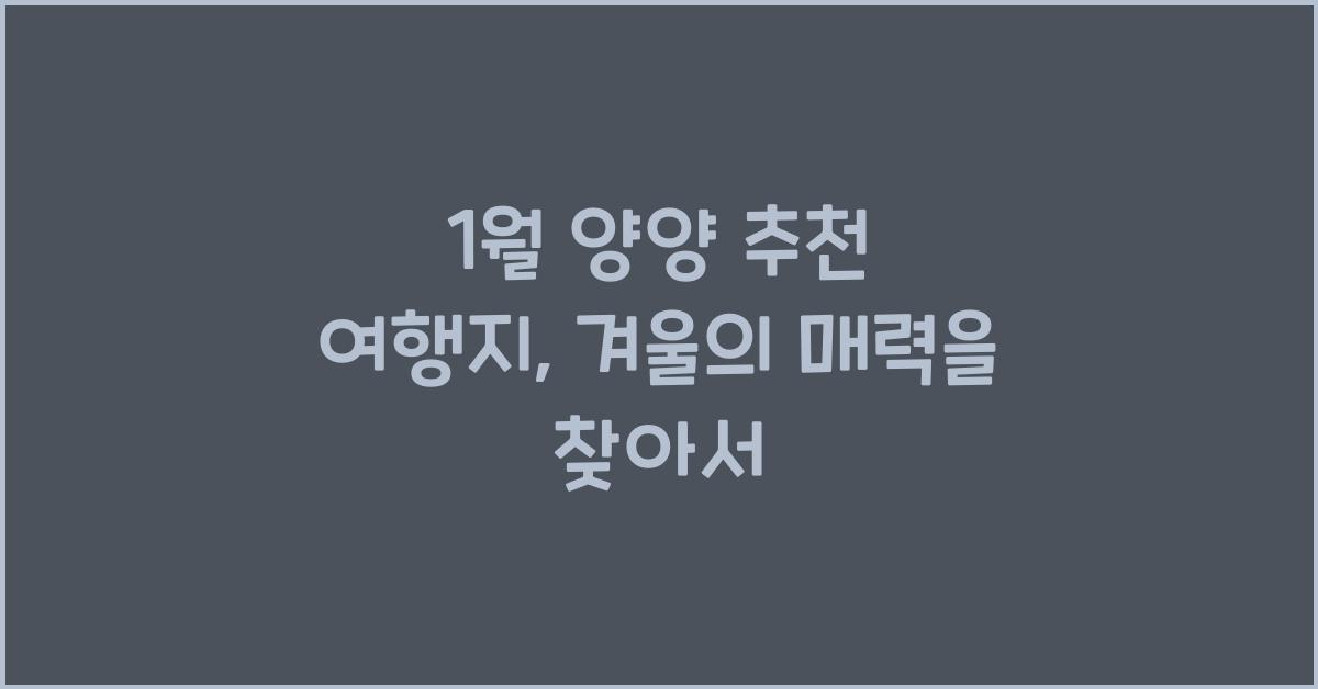 1월 양양 추천 여행지
