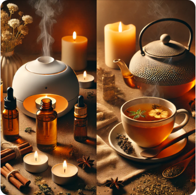 아로마 오일과 허브티