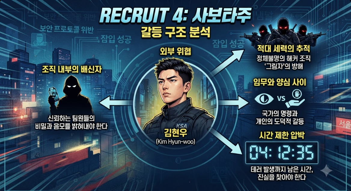 신병4 사보타주 주요 등장인물 갈등 구도 일러스트