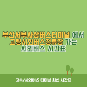 부산서부사상버스터미널에서 고령시외버스정류장 가는 시외버스 시간표 최신정보