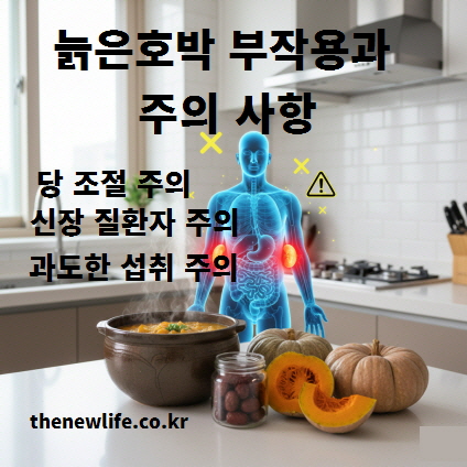 늙은 호박의 부작용과 주의사항을 설명한 이미지