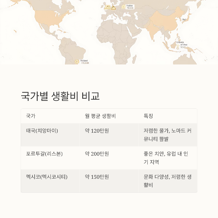 국가별 디지털 노마드 생활비 비교