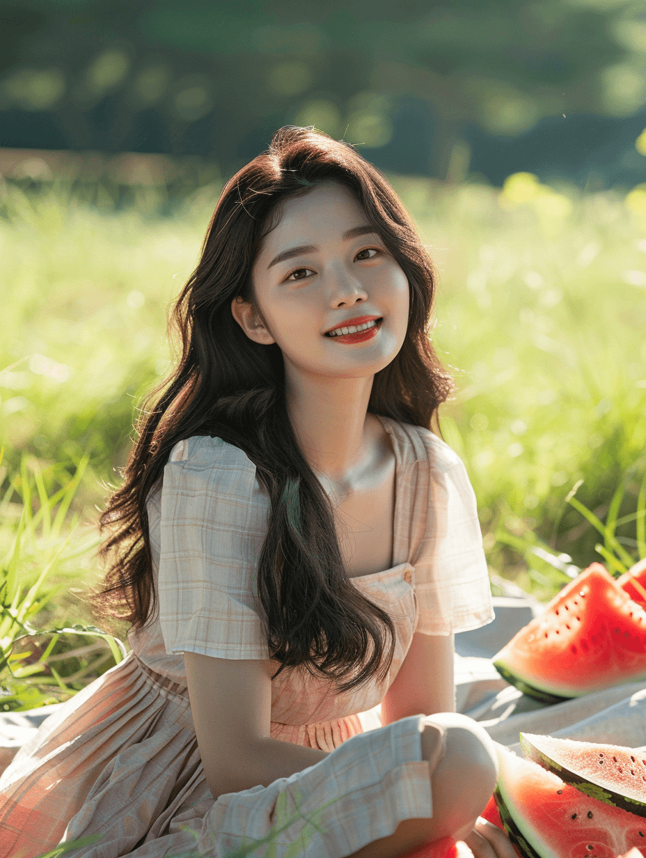여름날-수박과-여성-이미지