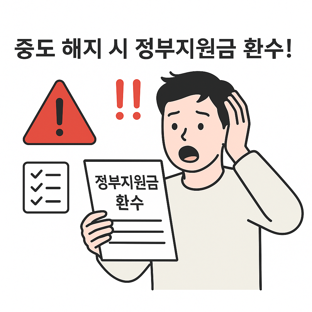 청년내일저축계좌 해지 시 불이익을 경고하는 안내 이미지