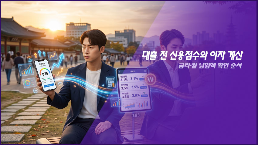 대출 전 신용점수와 이자 계산｜금리&middot;월 납입액 확인 순서