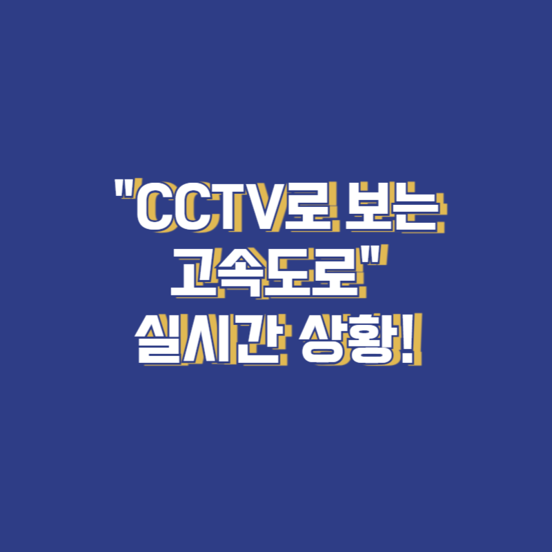CCTV로 보는 고속도로 실시간 상황!