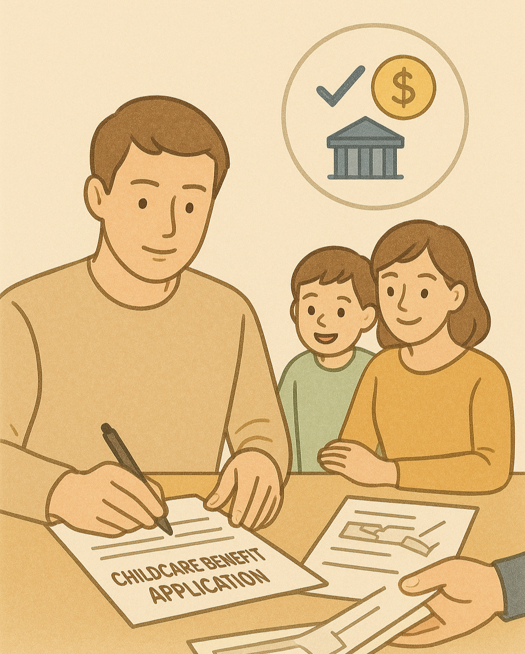 장려금 신청서 지원하는 아빠