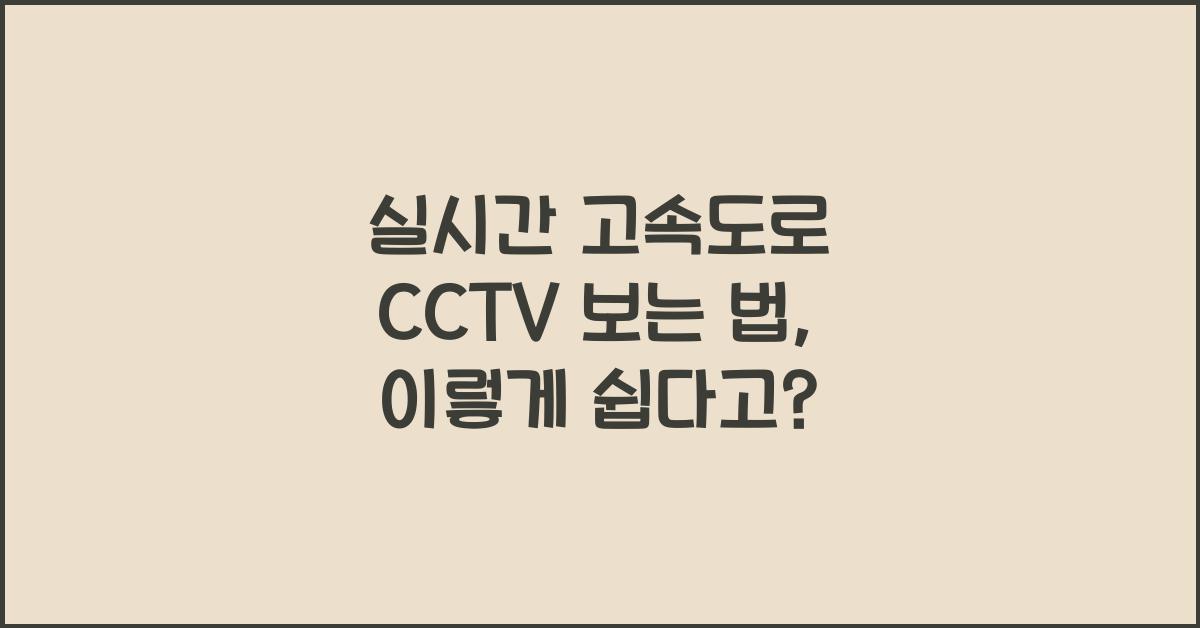 실시간 고속도로 cctv 보는 법