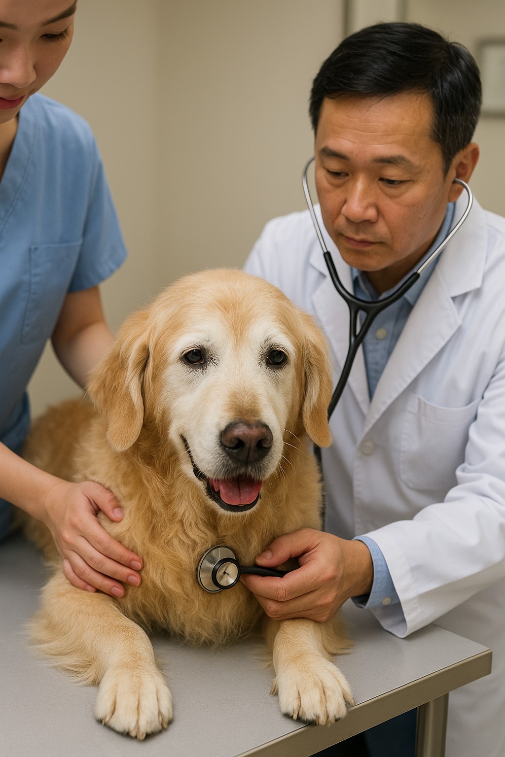 노령견 건강검진 하는 모습