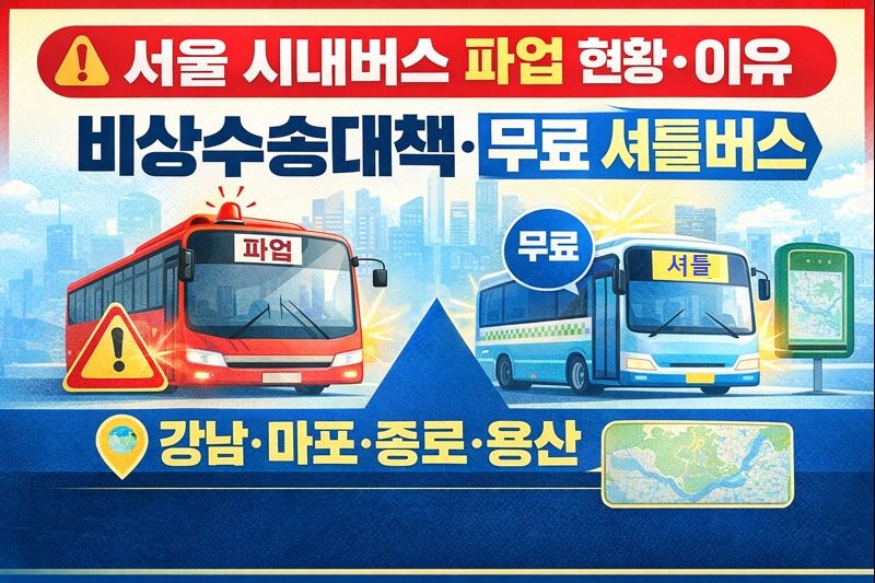 서울 시내버스 파업 무료셔틀버스