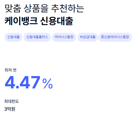 케이뱅크 신용대출 한도 올리는 법