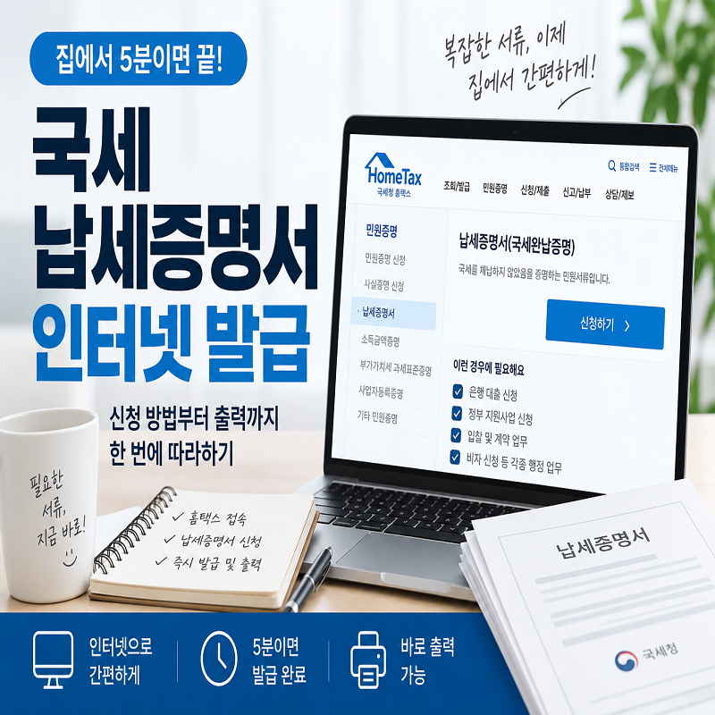 국세 납세 증명서 인터넷 발급