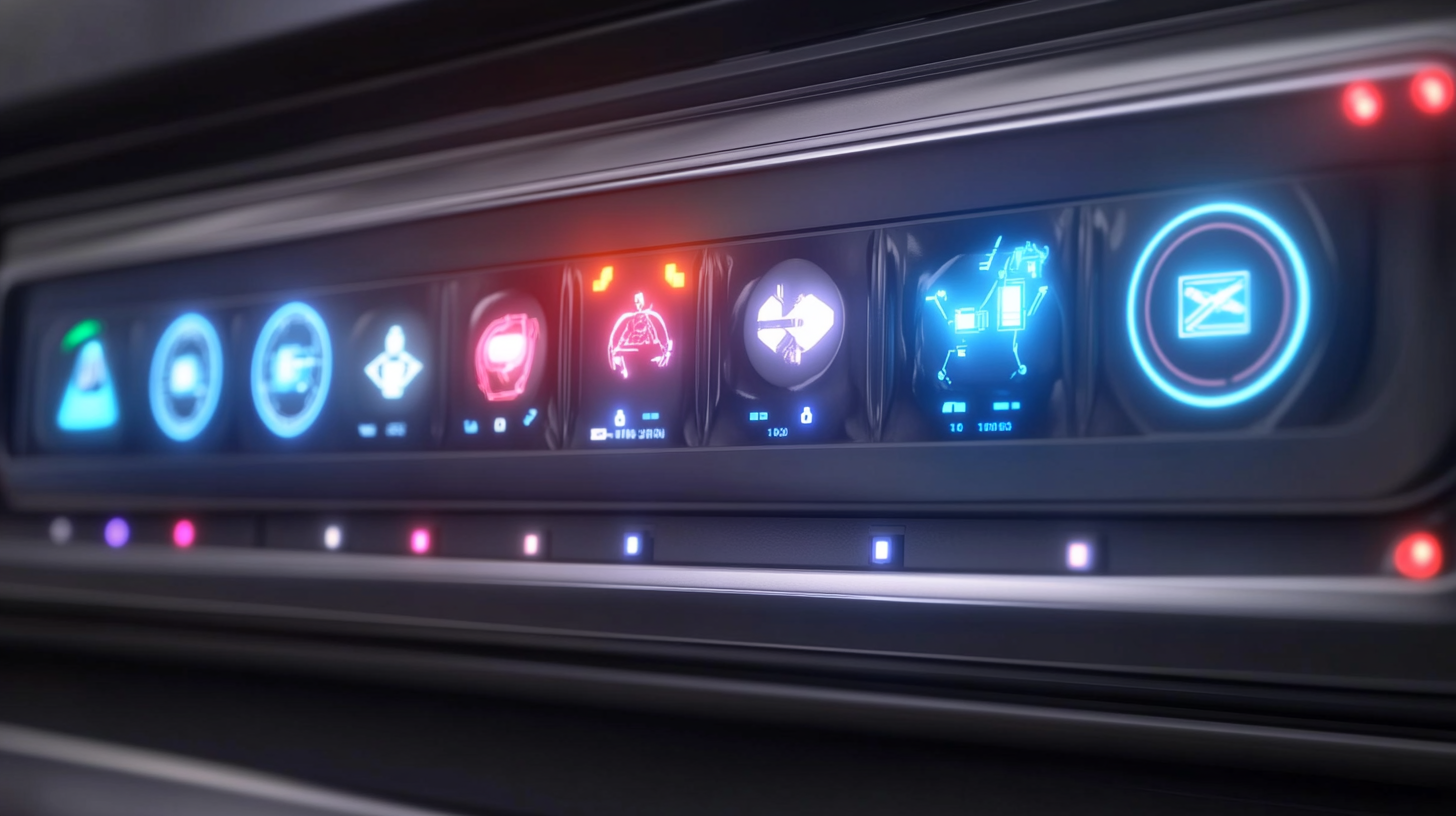 미래적인 AI 모티프 기호와 LED 표시등으로 밝게 빛나는 삼성 WF2522HDEEA의 제어 패널 클로즈업.