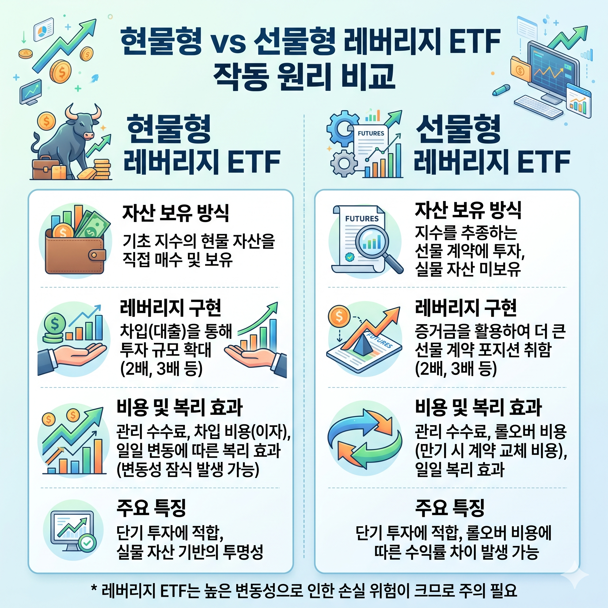 현물형 &amp; 선물형 레버리지ETF 구조
