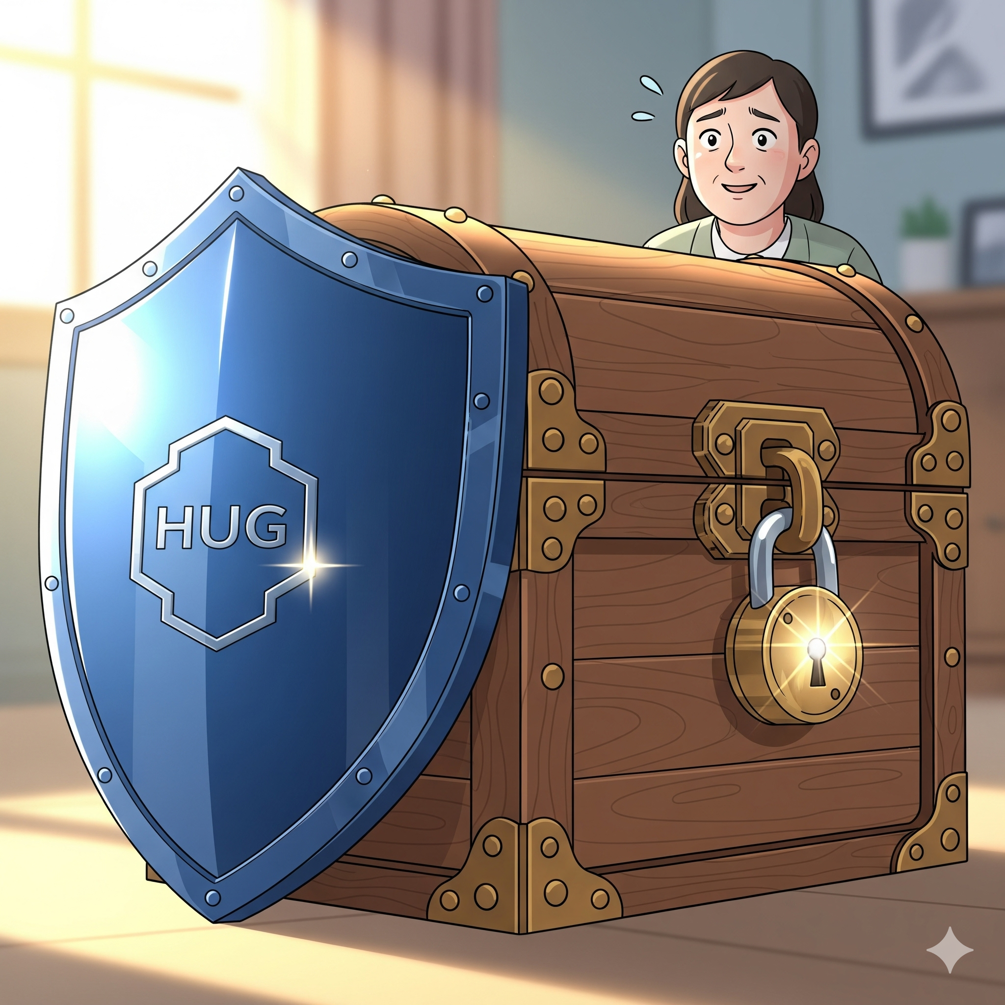 세입자가 안심하는 표정과 함께 표현된 전세 보증금 보호 일러스트