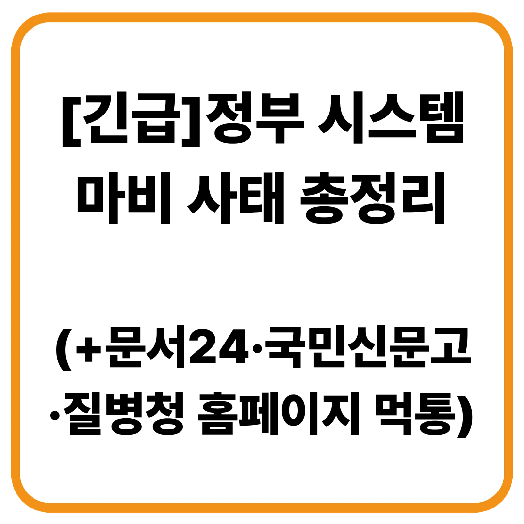 [긴급] 문서24·국민신문고·질병청 홈페이지 먹통! 정부 시스템 마비 사태 정리