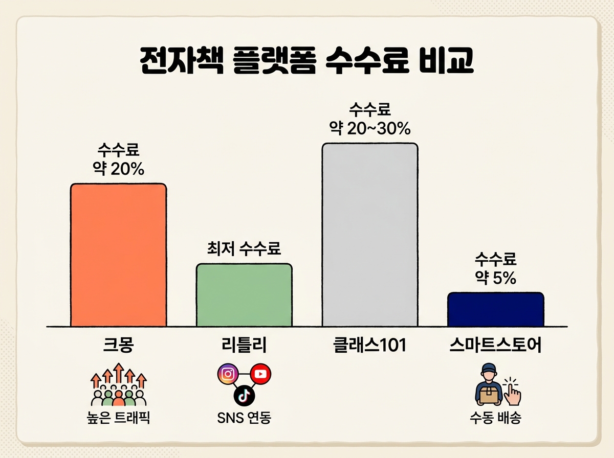 전자책 플랫폼 수수료 비교 크몽 리틀리 클래스101