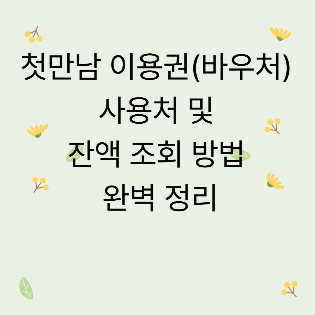 첫만남이용권(바우처) 사용처 및 잔액 조회 방법 완벽 정리