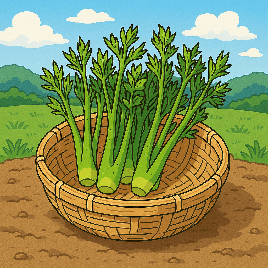 두릅이 바구니에 담겨있다