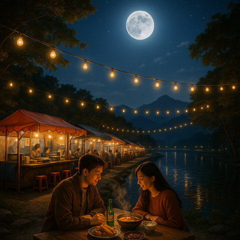 단양 소금정공원에서 달아래서 술 한잔