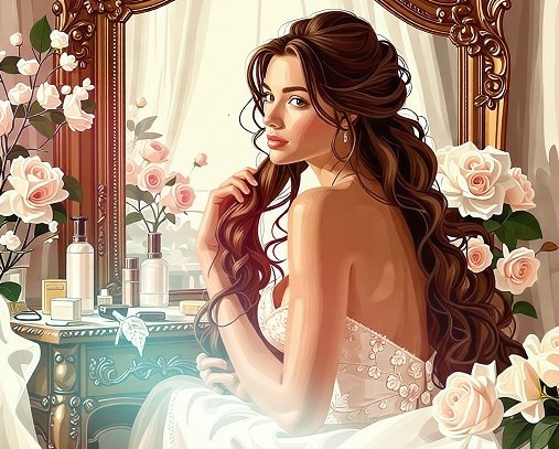 머리카락 쓰다듬는 여인