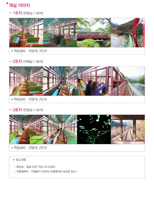 백두대간-협곡열차-각-객실-이미지