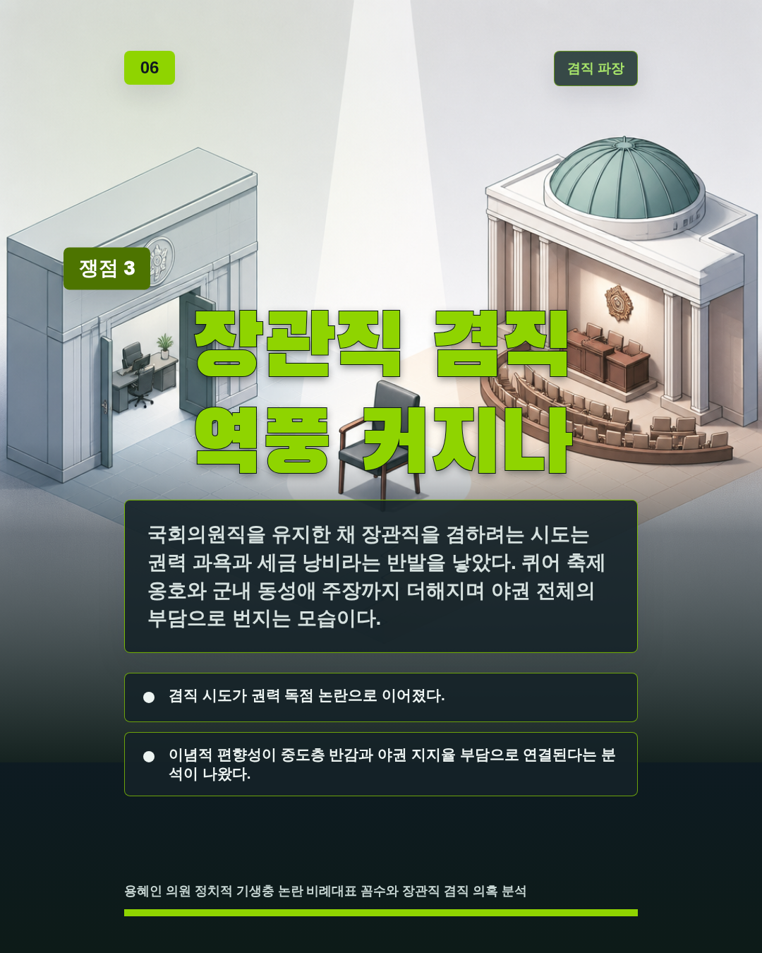 장관직 겸직 역풍 커지나