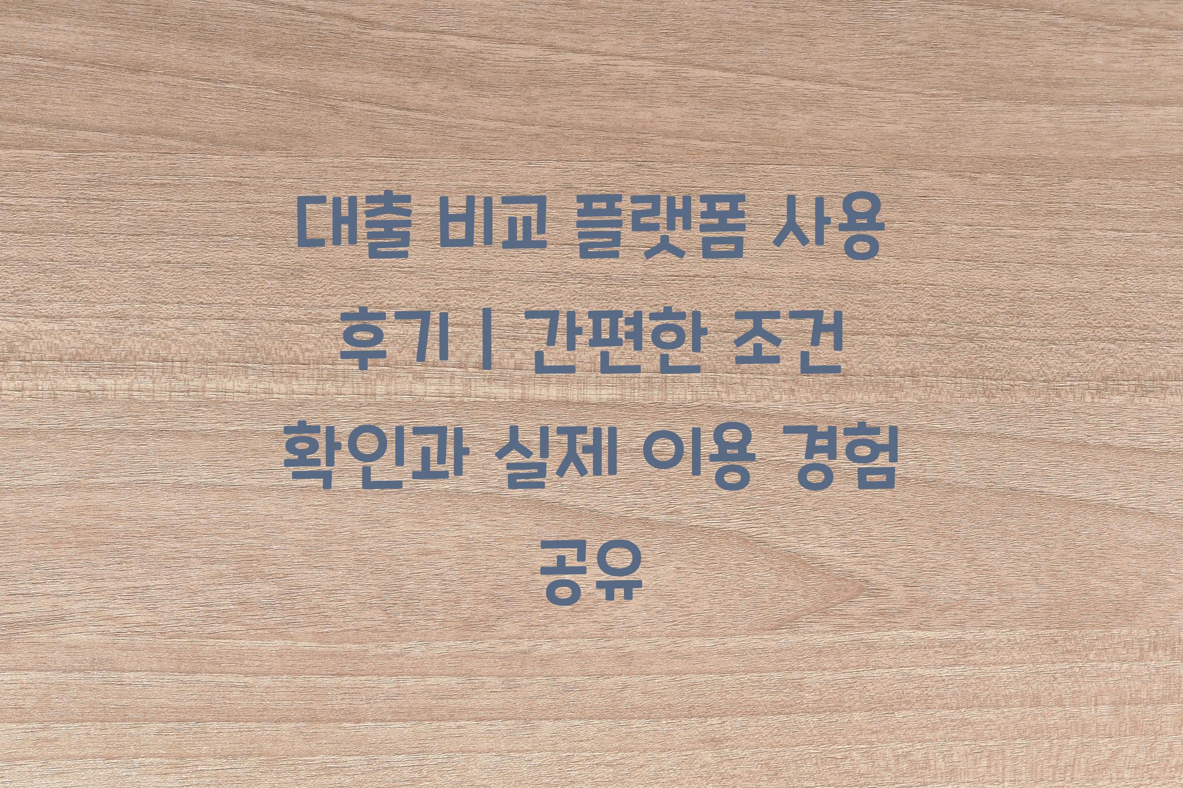 대출 비교 플랫폼 사용 후기