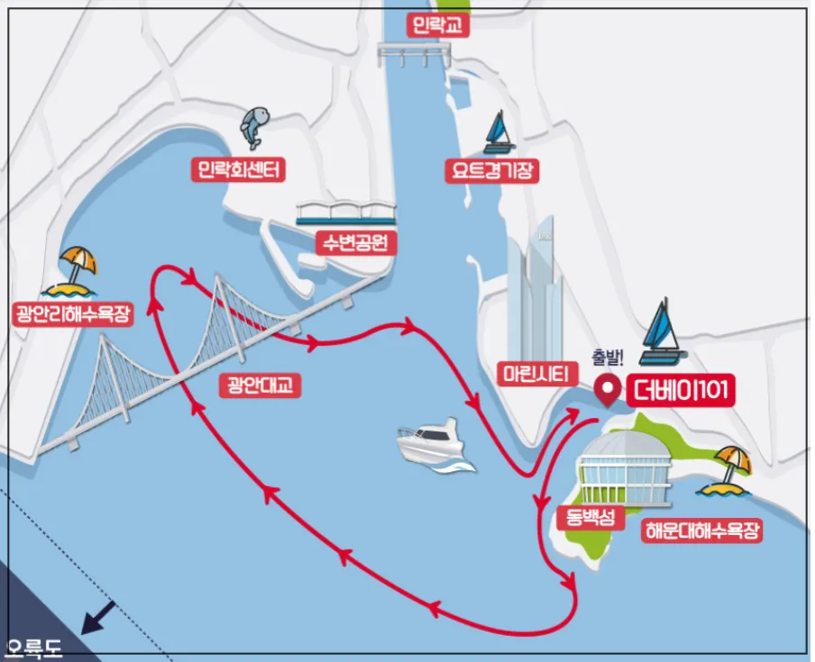 부산요트투어-그림-더베이101에서-출발하는-노선