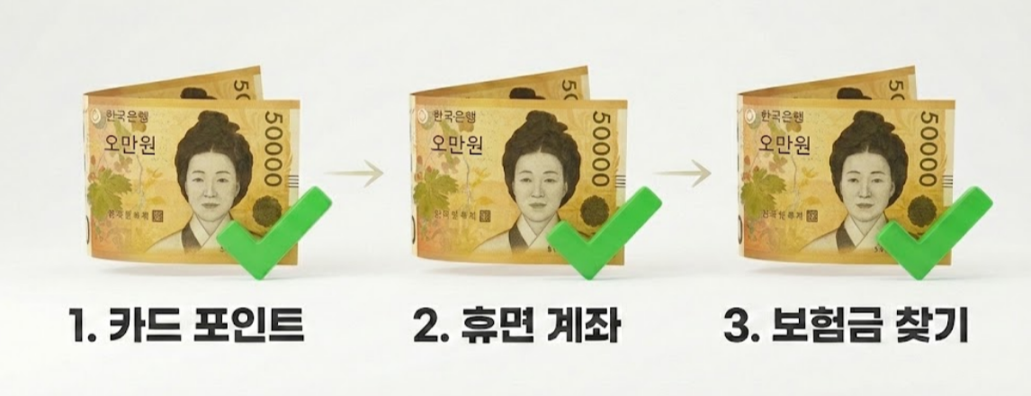 숨은 돈 찾기 통합 가이드 (카드포인트, 휴면계좌, 보험금)