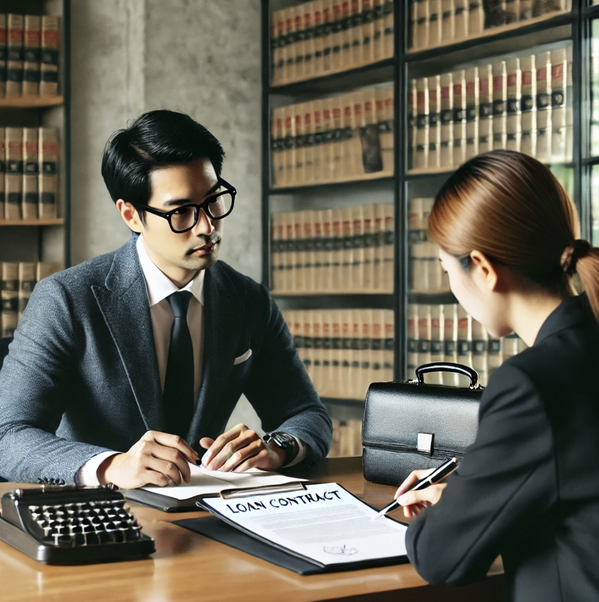 대출 계약에 대해 상담하는 변호사와 고객