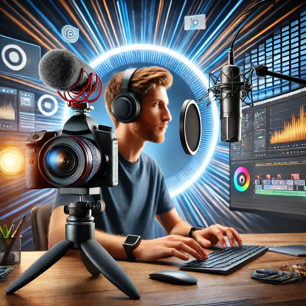 유튜버가 콘텐츠를 제작하는 모습