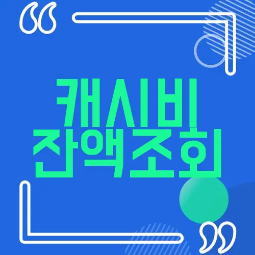 캐시비 잔액조회