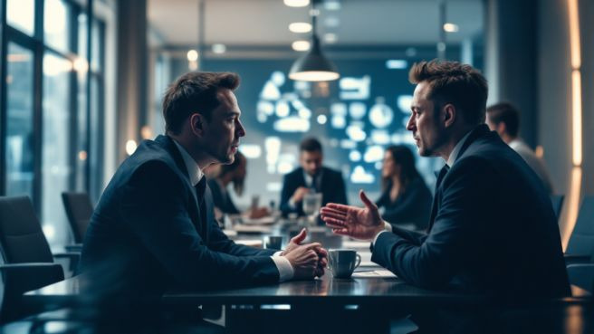 대화 중인 두 남자 쌍둥이