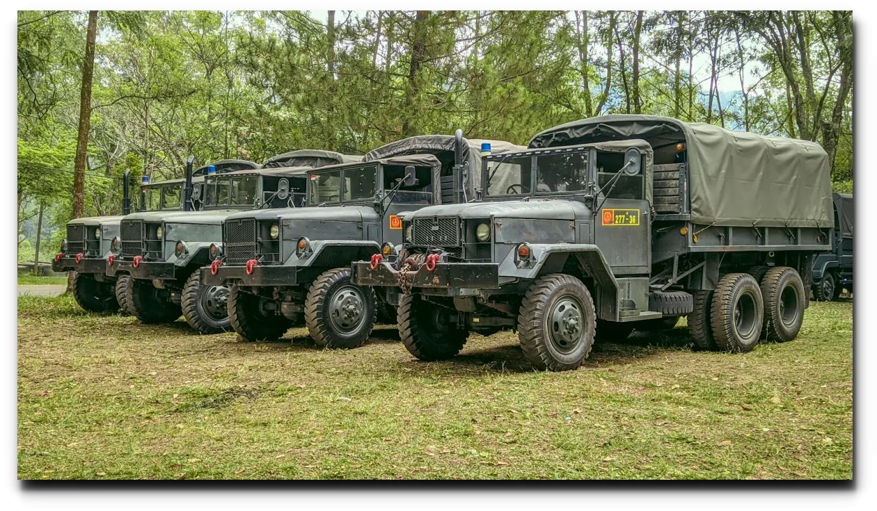 숲에-있는-군용-트럭들