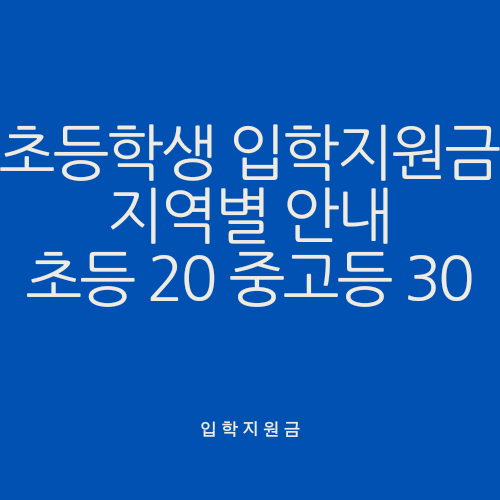 초등학생 입학준비금 초등학생 20만원 서울시, 인천시 지역별 안내. 중고등학생은 30만원