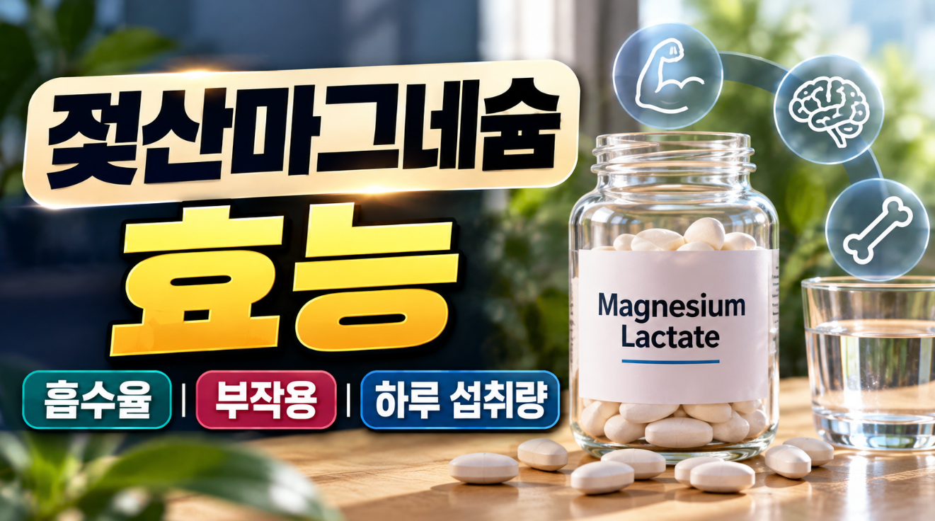 젖산마그네슘 효능｜흡수율&middot;부작용&middot;하루 섭취량