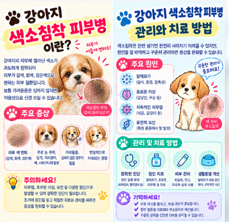 강아지 색소침착 피부병 원인과 치료법|피부가 검게 변하고 털이 빠지는 이유