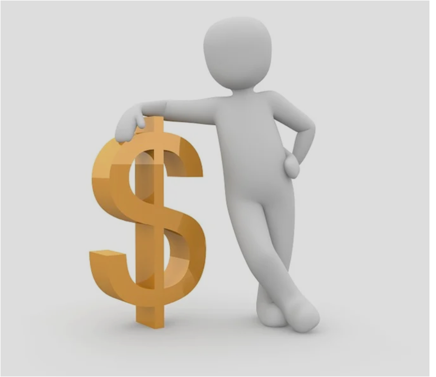 돈에 기대고 있는 사람 이미지