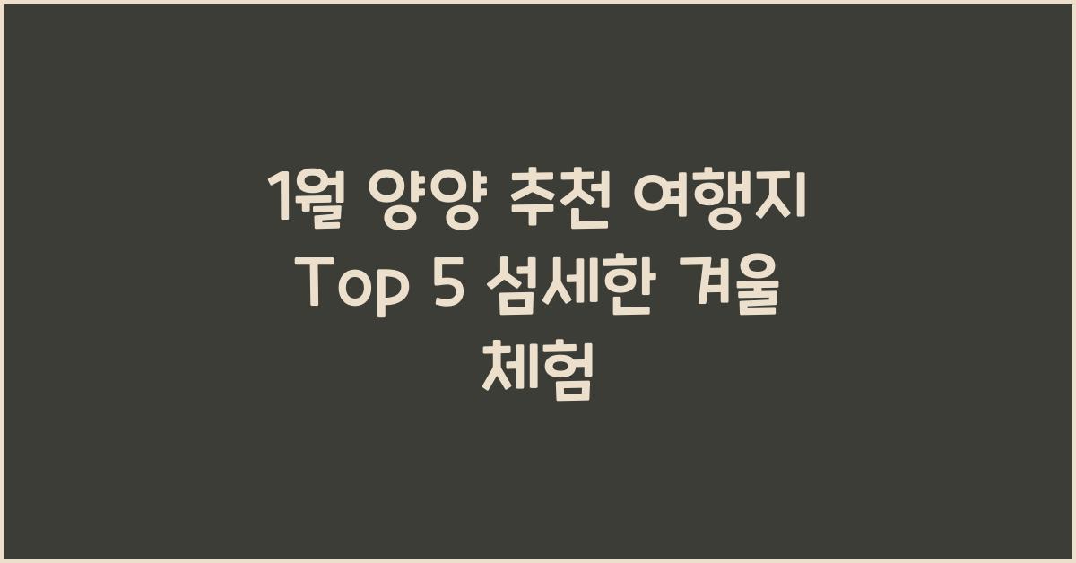 1월 양양 추천 여행지